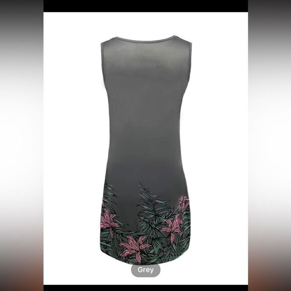 Gray floral sleeve less dress lightweight, built in lining - Picture 4 of 5